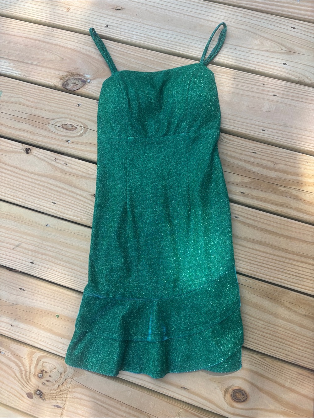 Green Sparkle Spaghetti Strap Mini Dress size 0 juniors